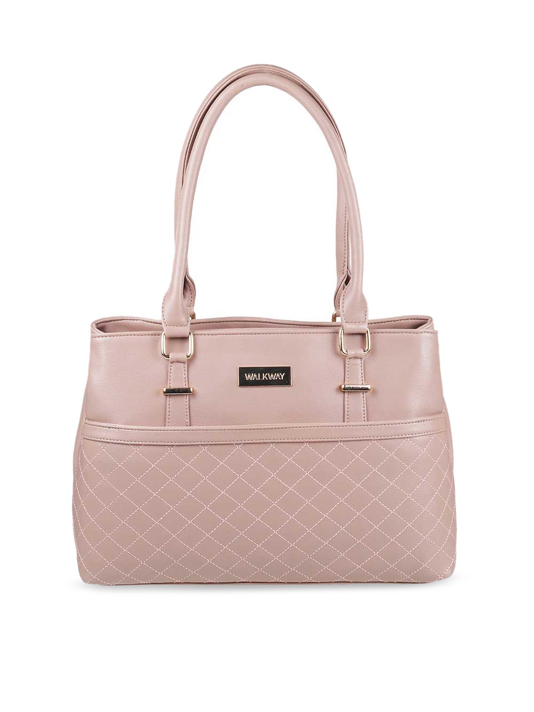 

WALKWAY by Metro Peach-Coloured Structured Shoulder Bag with Quilted