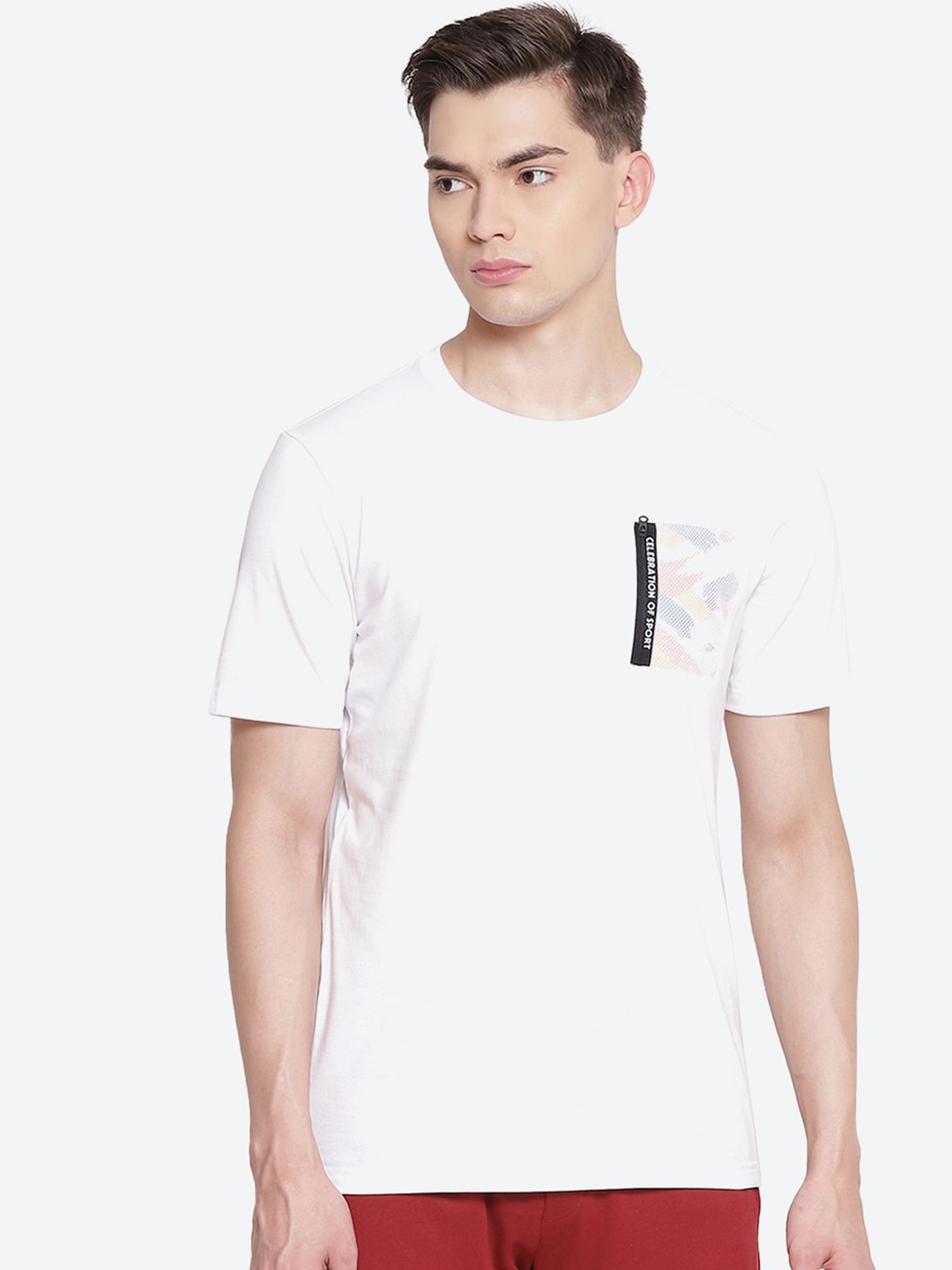 

ASICS Men Solid Contrast Pocketed SS Training T-shirt, White