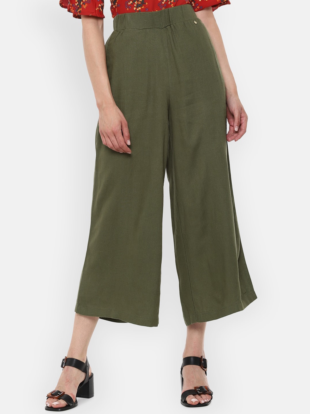 

Van Heusen Woman Women Olive Green Solid Culottes