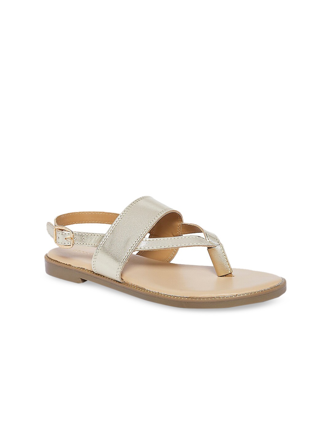 

Forever Glam by Pantaloons Women Gold-Toned T-Strap Flats with Buckles