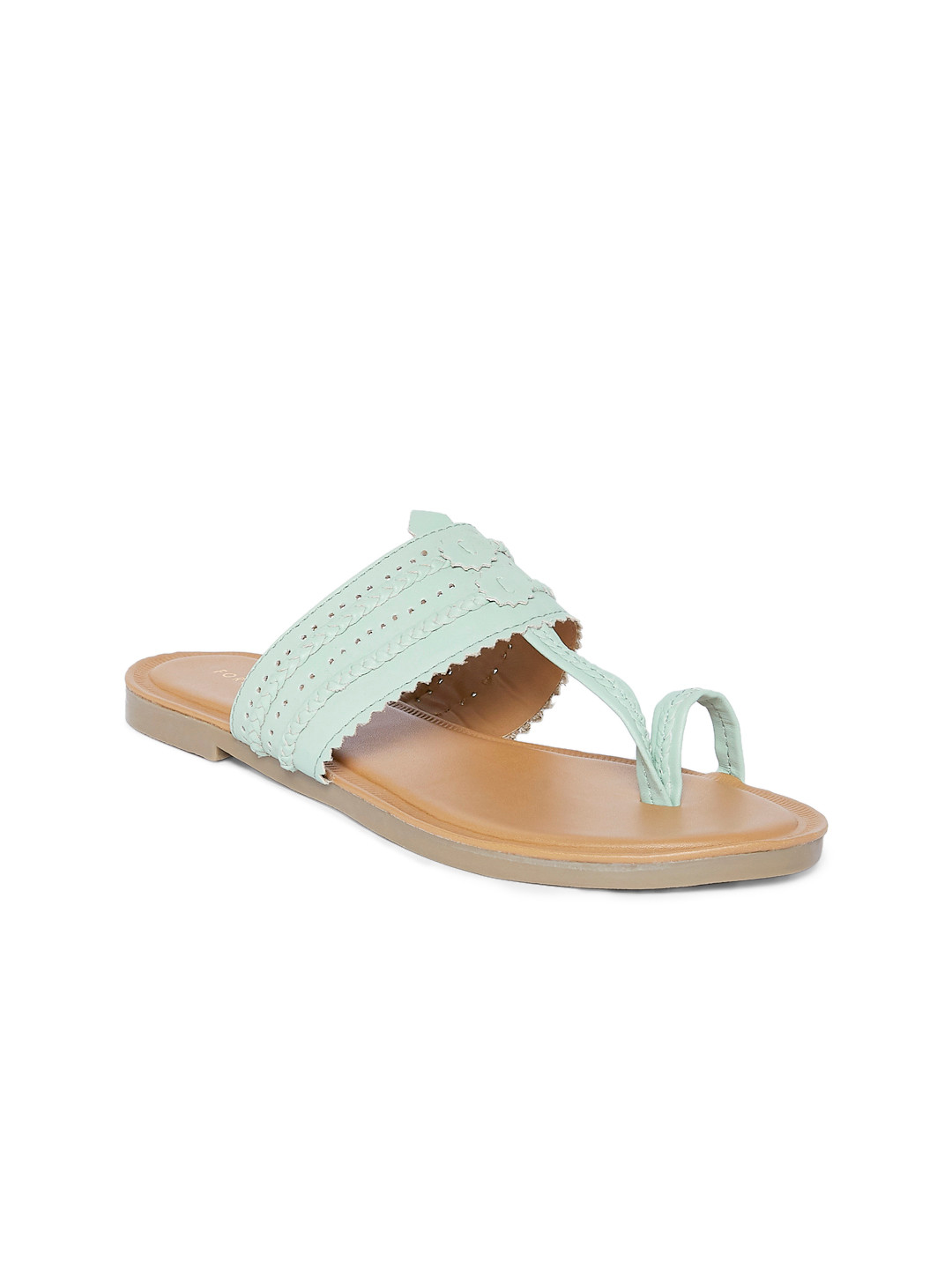 

Forever Glam by Pantaloons Women One Toe Flats With Laser Cuts, Green