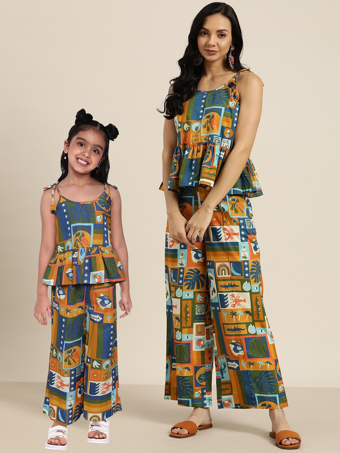 

Sangria Blue & Mustard Yellow Pure Cotton Printed Co-Ords Set