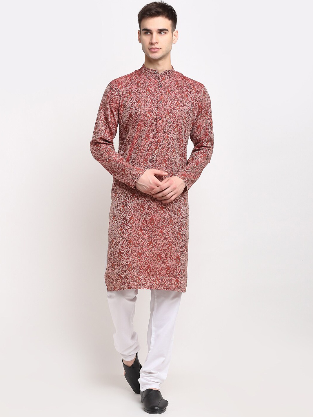 

Jompers Men Maroon & White Paisley Kurta