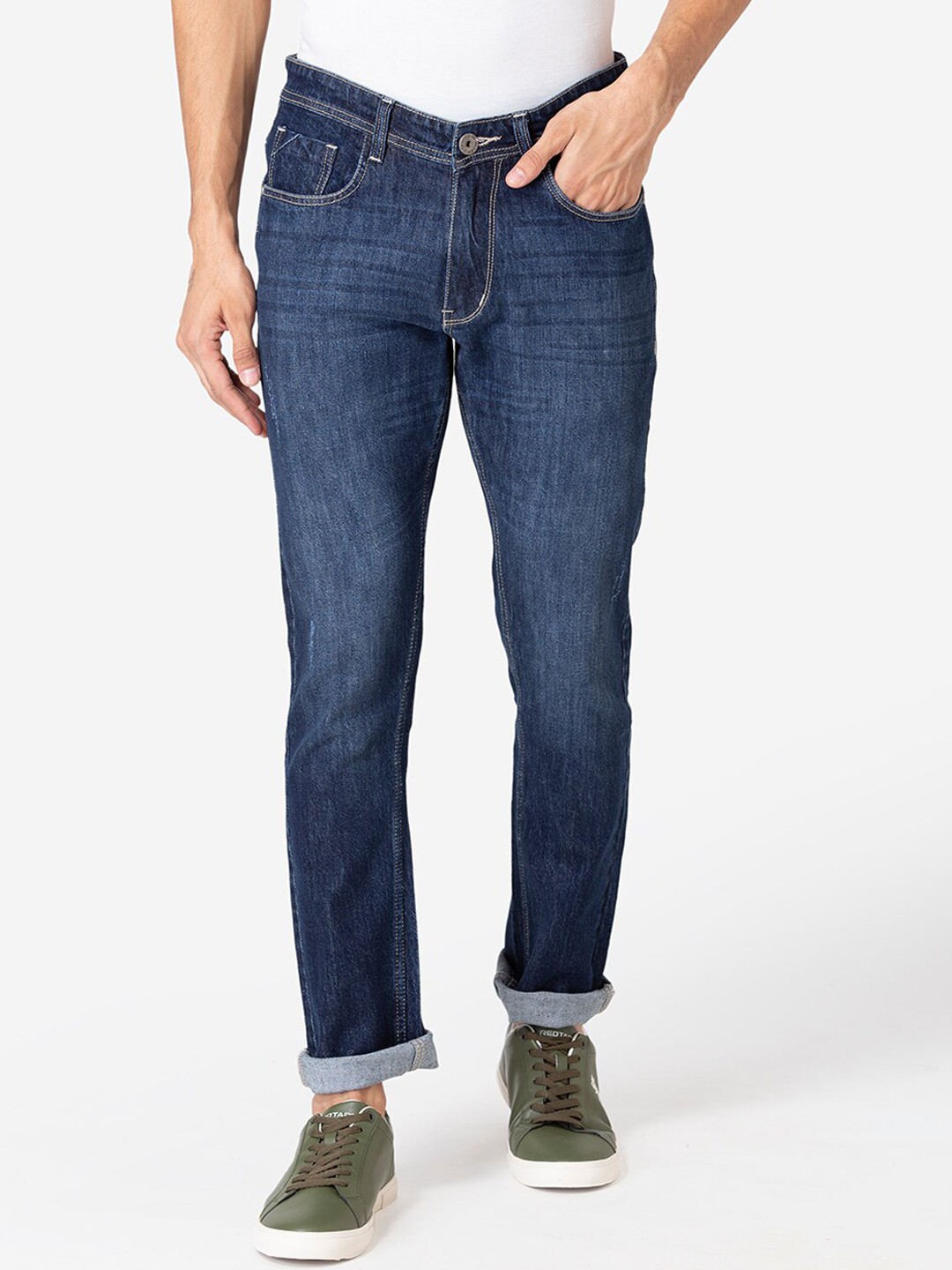 

Allen Cooper Men Navy Blue Slim Fit Light Fade Jeans