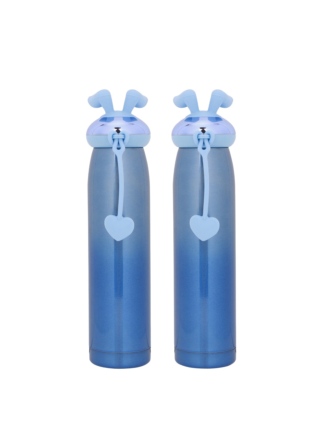 

POKORY Kids Set Of 2 Blue Solid Insulated Stainless Steel Water Bottles 320 ML