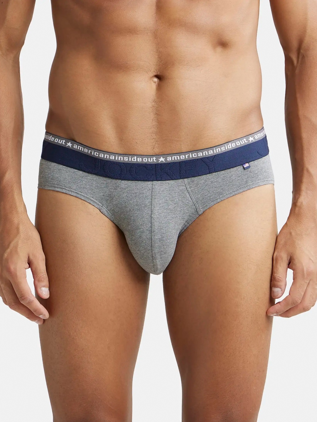 

Jockey Super Combed Cotton Stretch Solid Brief with Ultrasoft Waistband-US59, Grey