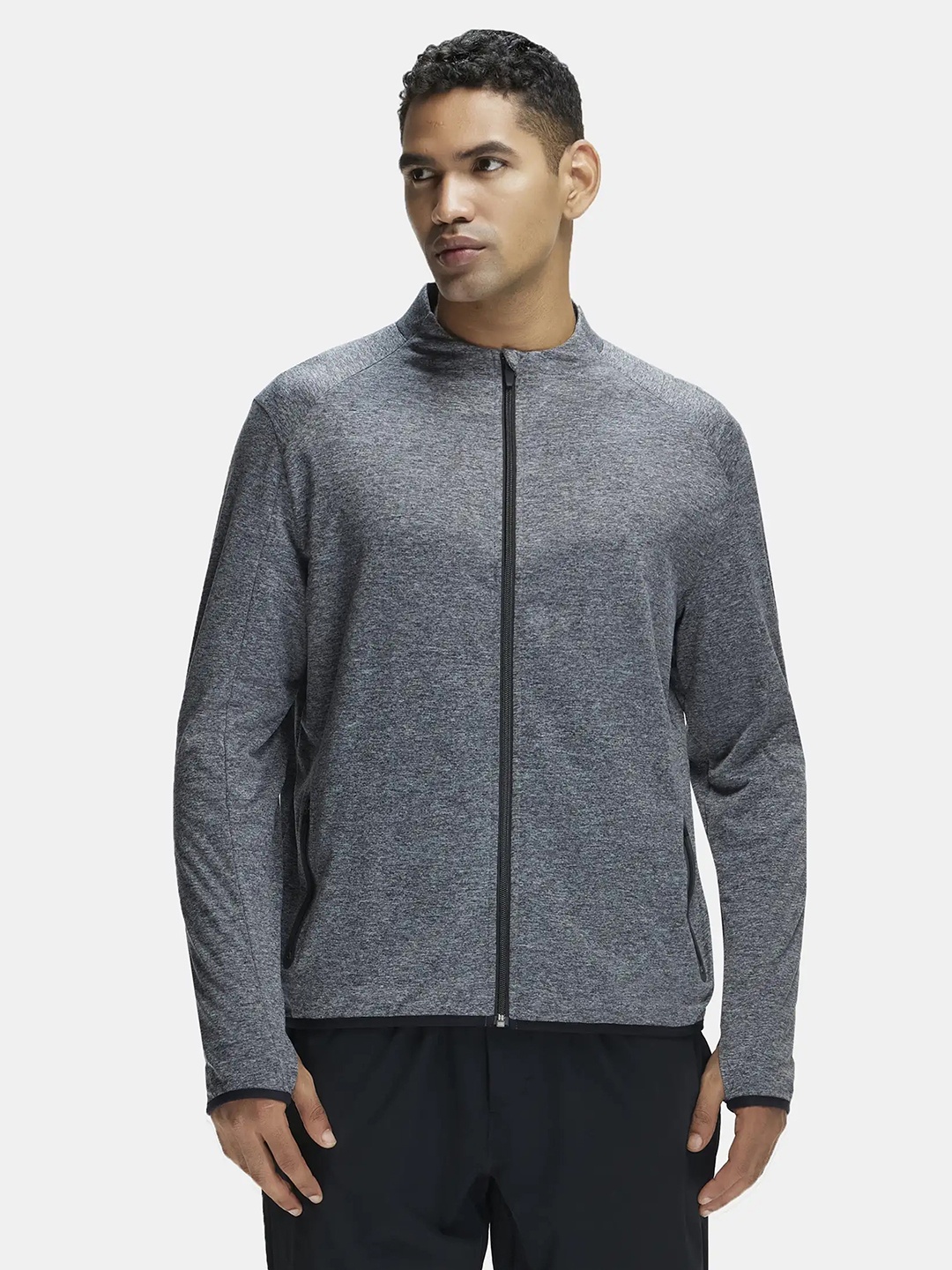 

Soft Touch Microfiber Stretch Jacket with Thumbhole Styling-SP17, Grey