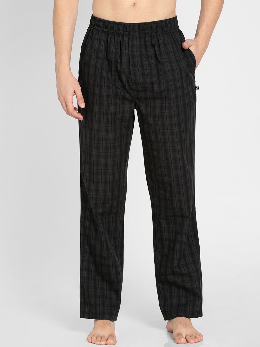 

Jockey Men Black & Grey Checked Pure Cotton Lounge Pants
