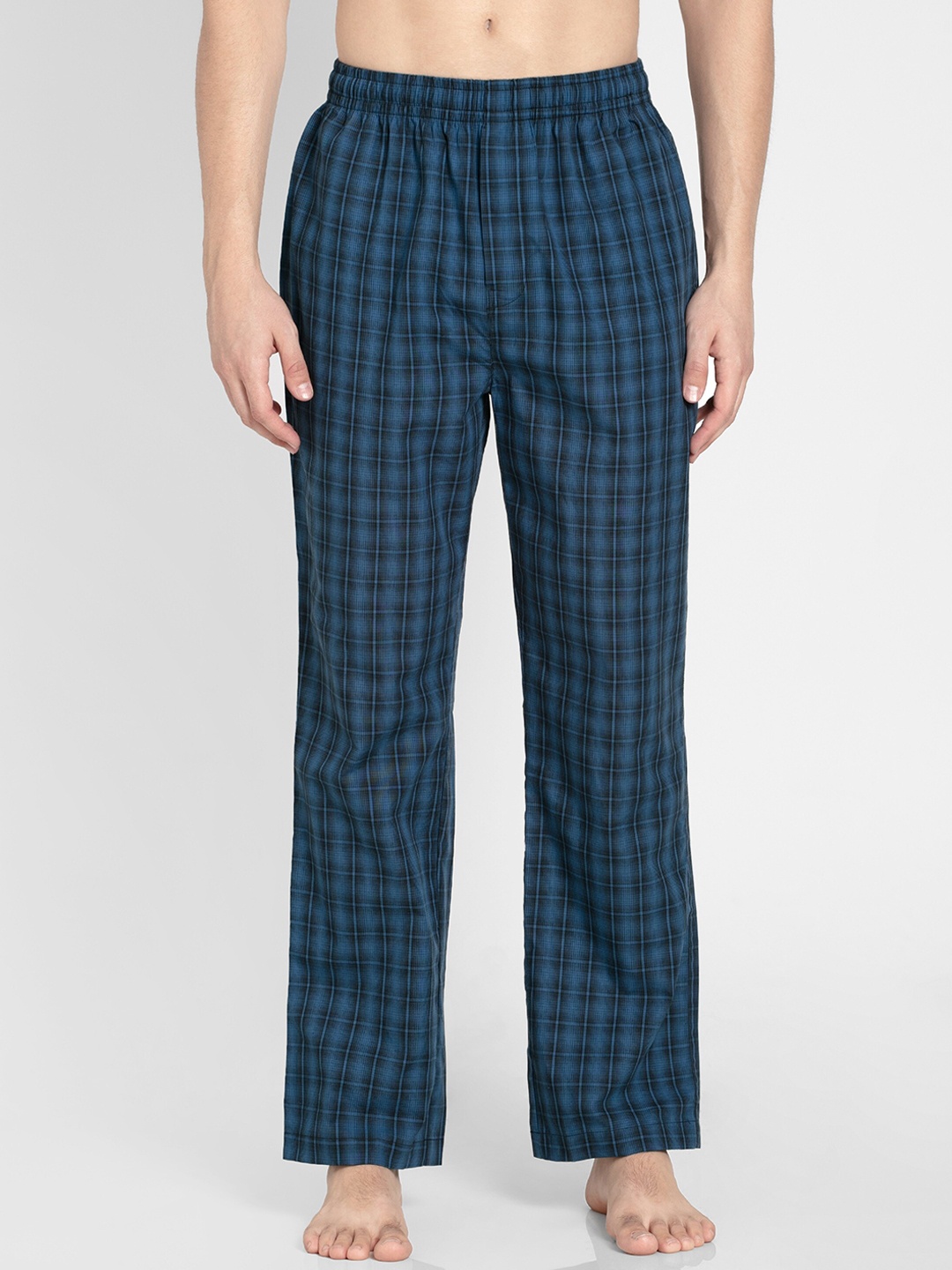 

Jockey Men Blue Checked Pure Cotton Lounge Pants