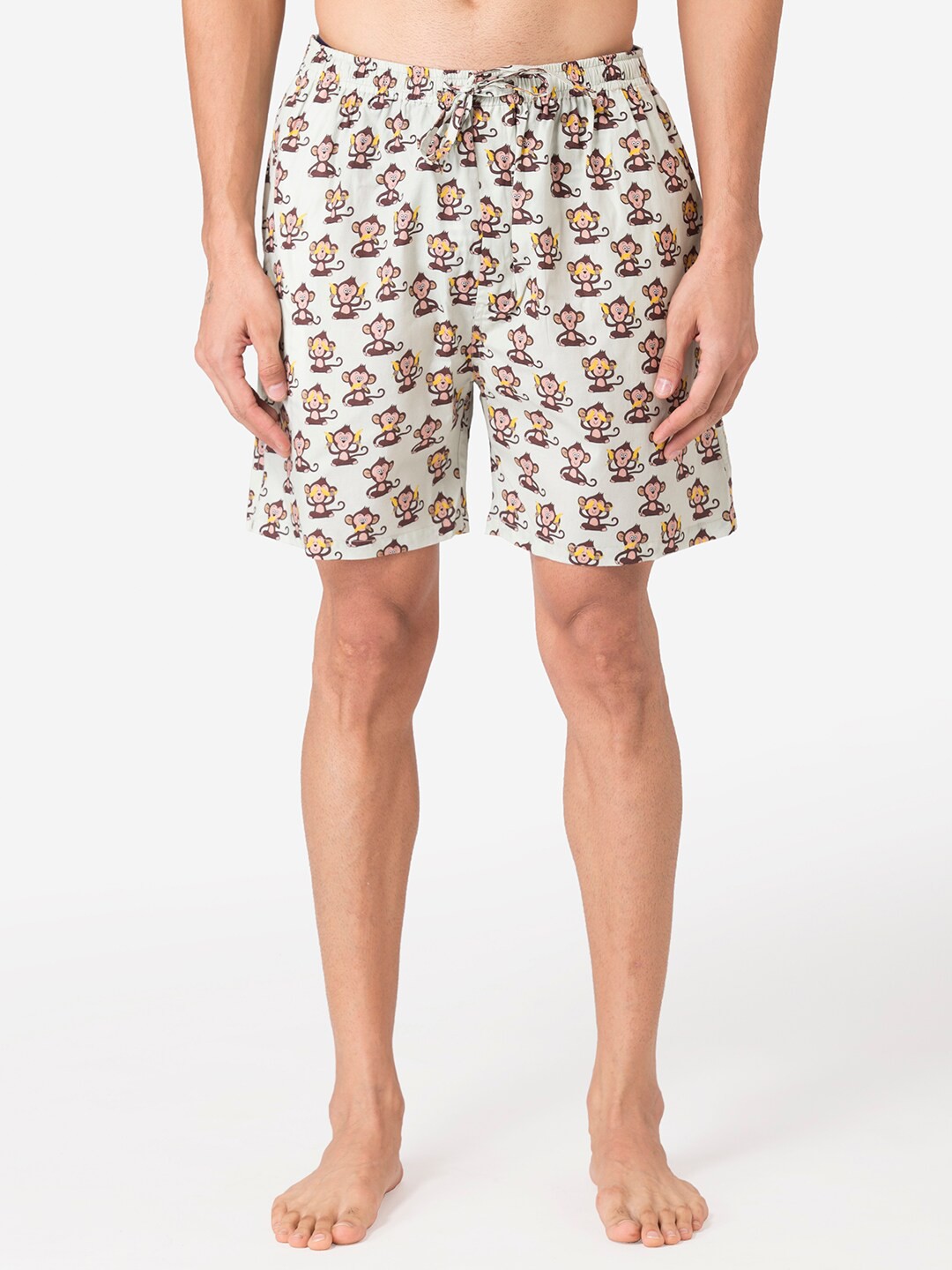 

Fluffalump Men Green & Brown Printed Lounge Shorts