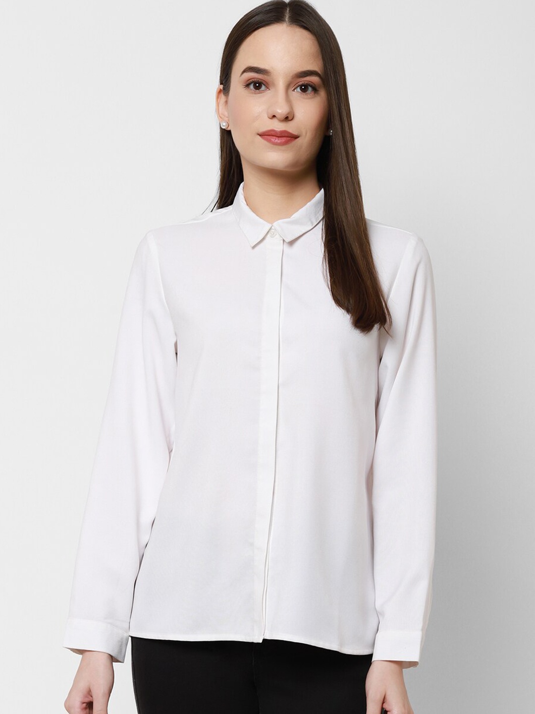 

HOUSE OF KKARMA Women White Solid Casual Shirt