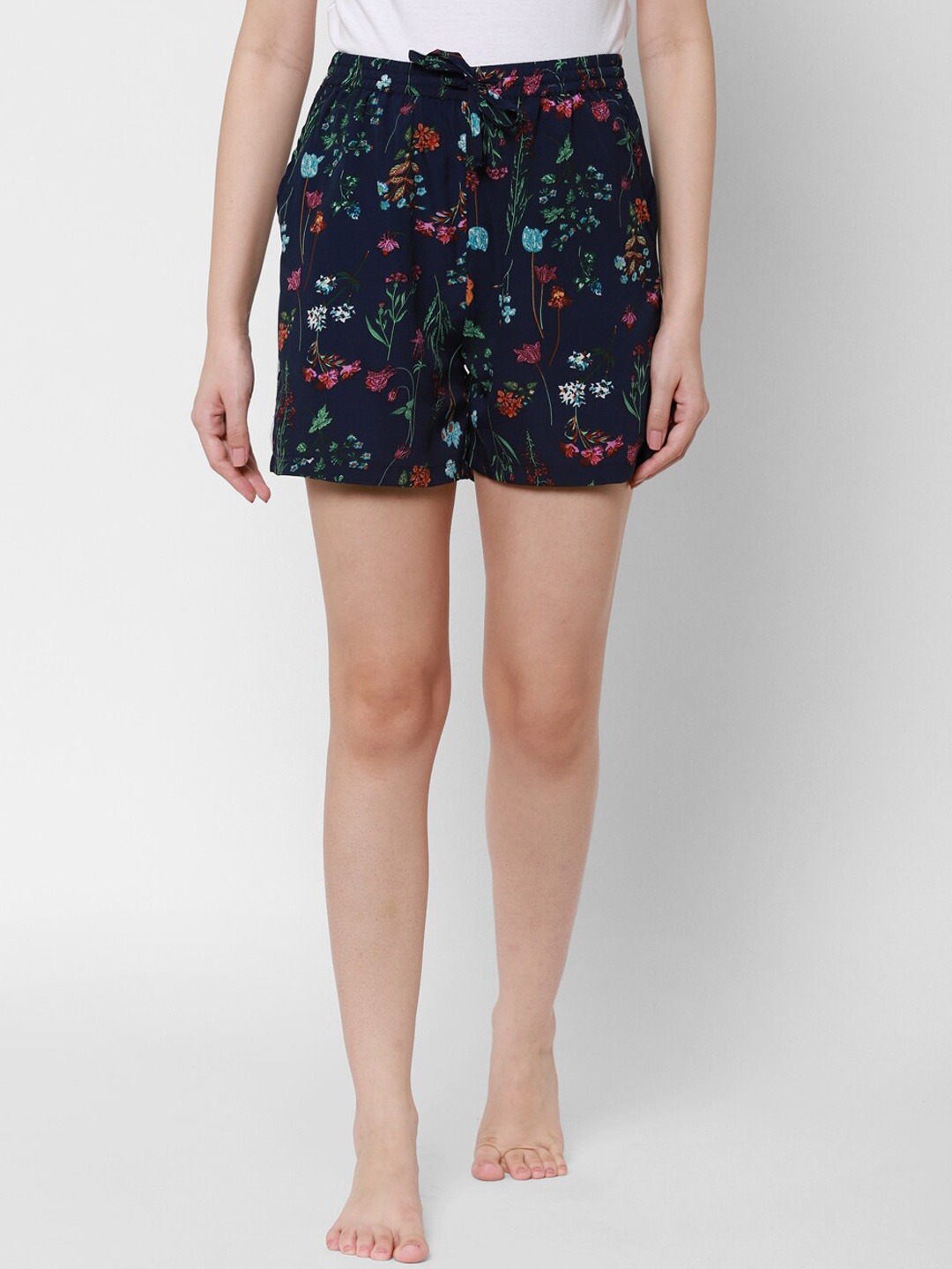 

HOUSE OF KKARMA Women Navy Blue Printed Lounge Shorts