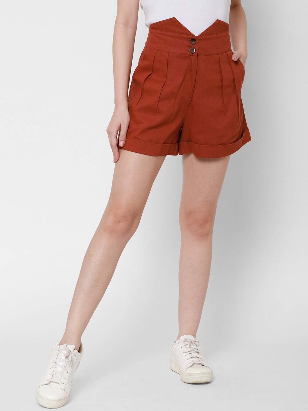 

HOUSE OF KKARMA Women Rust Regular Shorts