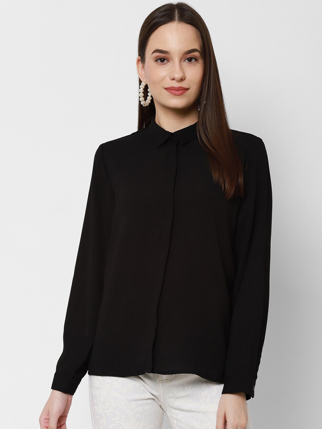 

HOUSE OF KKARMA Women Black Opaque Casual Shirt