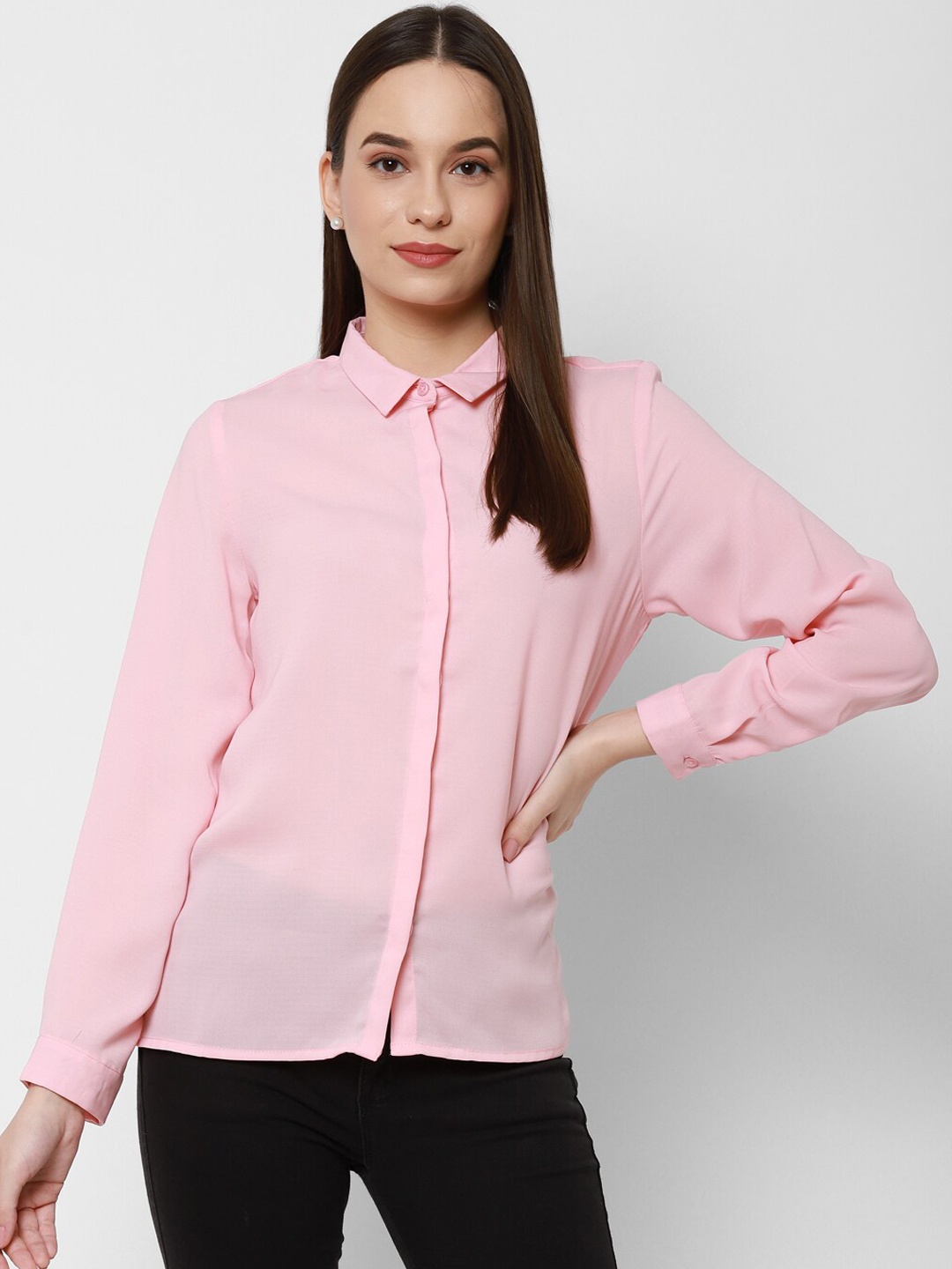 

HOUSE OF KKARMA Women Pink Opaque Casual Shirt