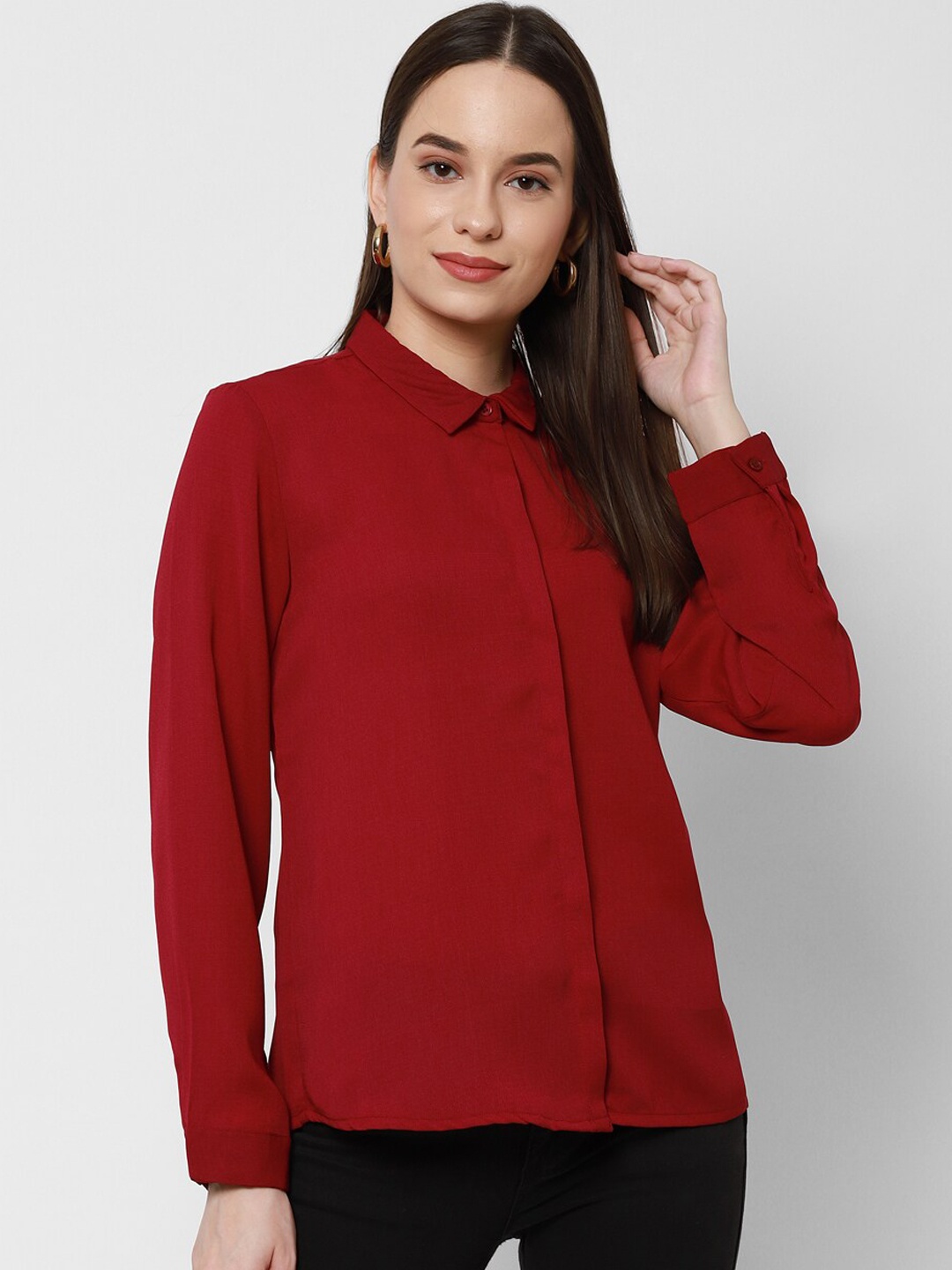 

HOUSE OF KKARMA Women Maroon Opaque Casual Shirt