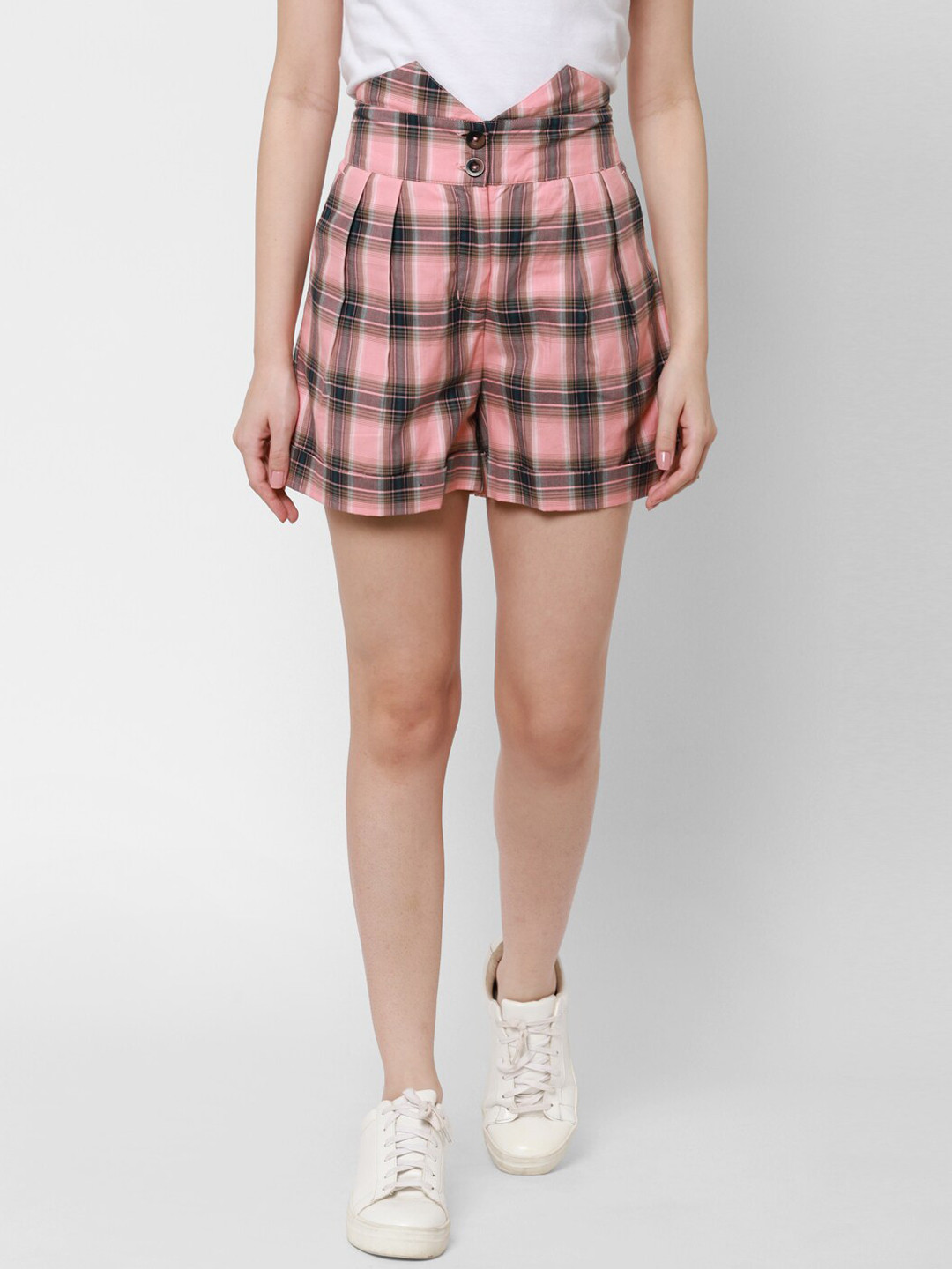 

HOUSE OF KKARMA Women Pink Checked Shorts
