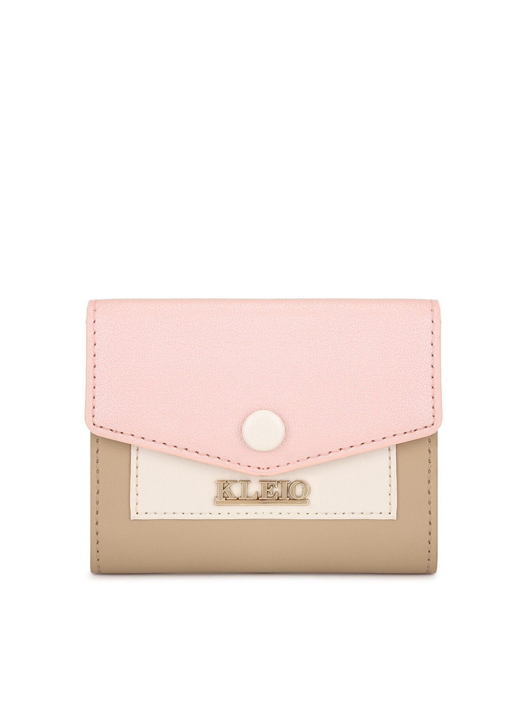 

KLEIO Women Mini Color-Blocked Trifold Wallet, Pink