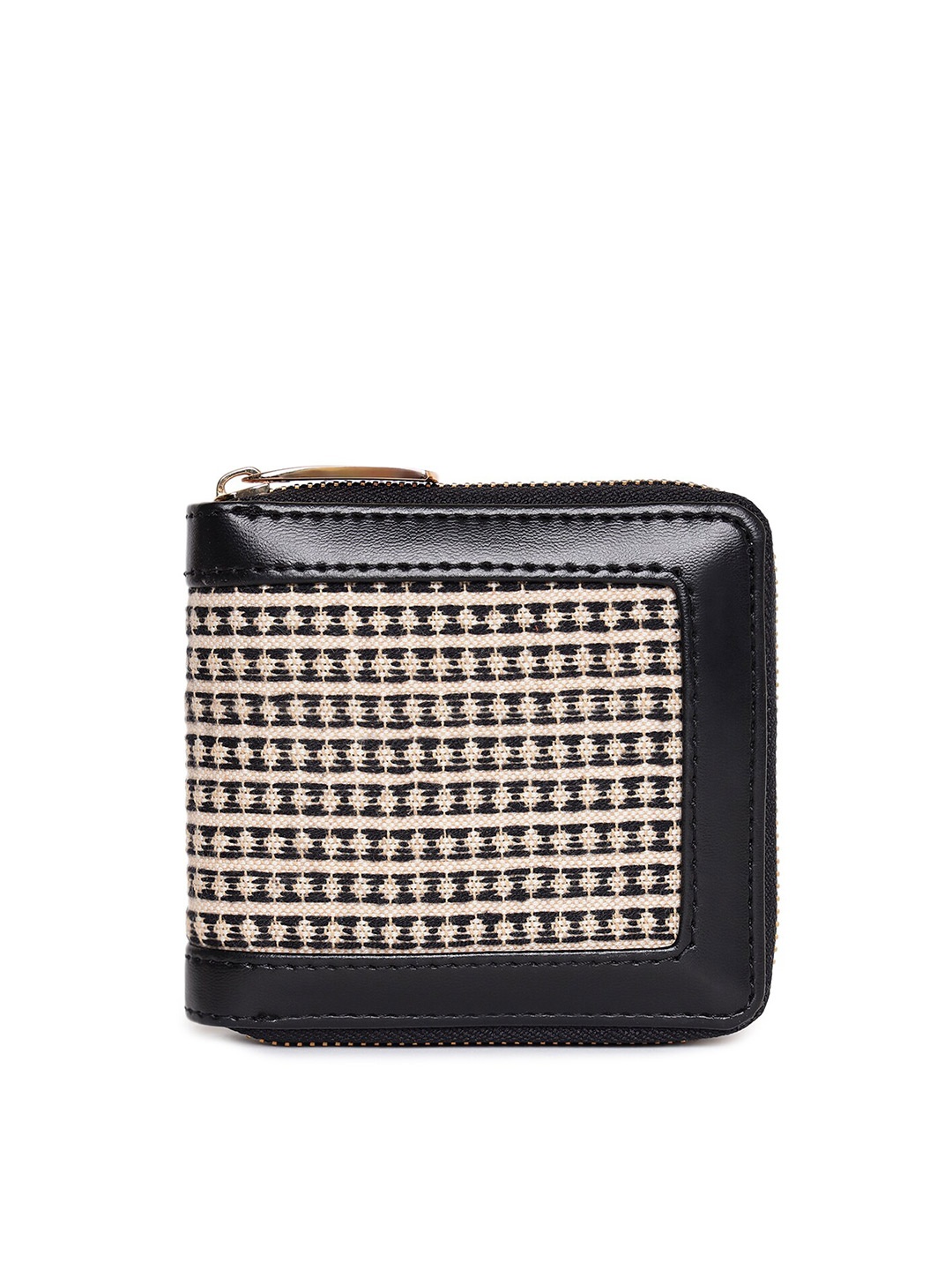 

KLEIO Jacquard Weave Zip Around Wallet, Black