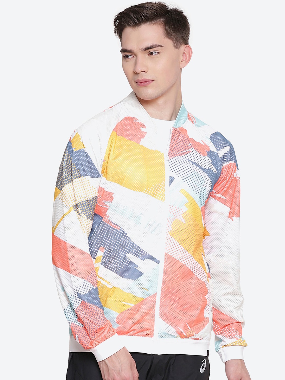 

ASICS Men Multicoloured Sporty Training Jacket with Embroidered MESH, Multi