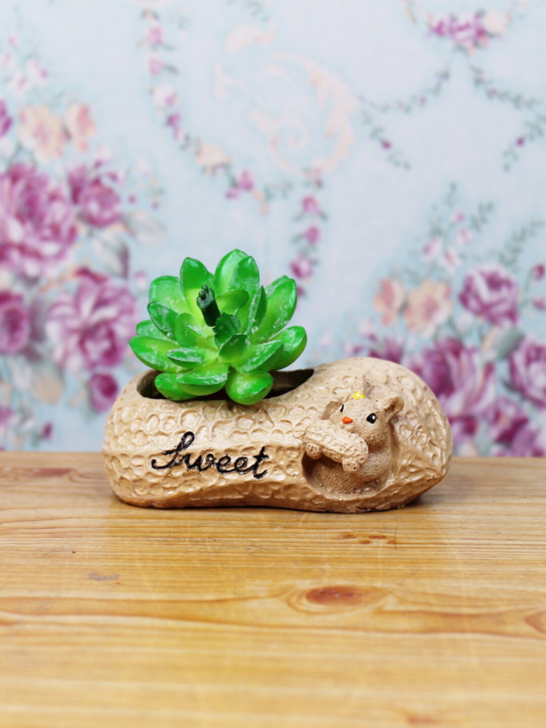 

Wonderland Brown Resin Peanut-Shaped Planter