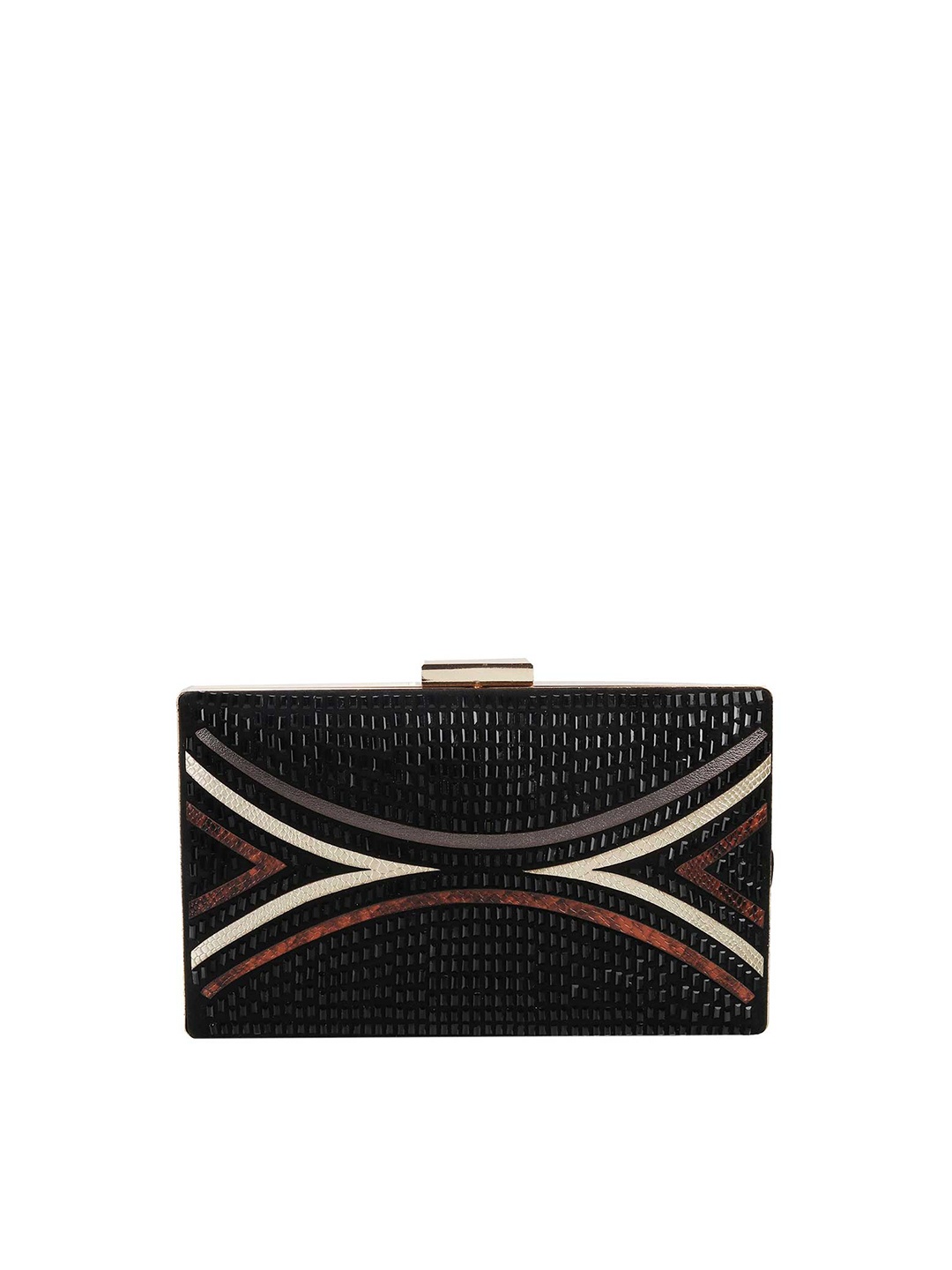 

Metro Women Black Embellished Box Clutch