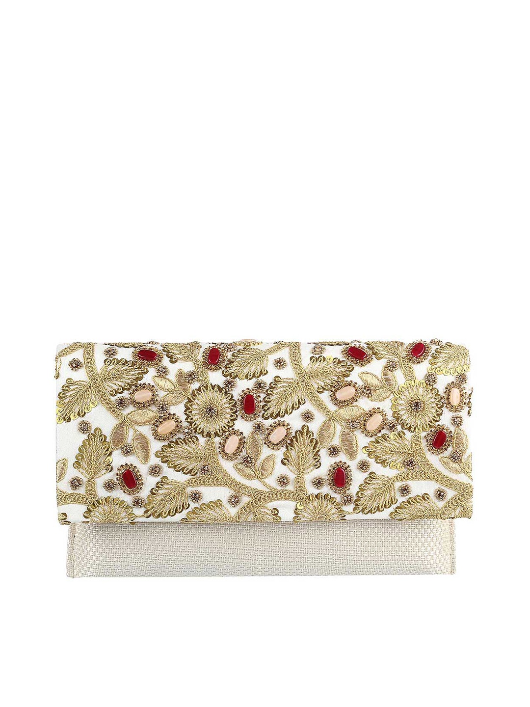 

Metro Women Off White Embroidered Clutch