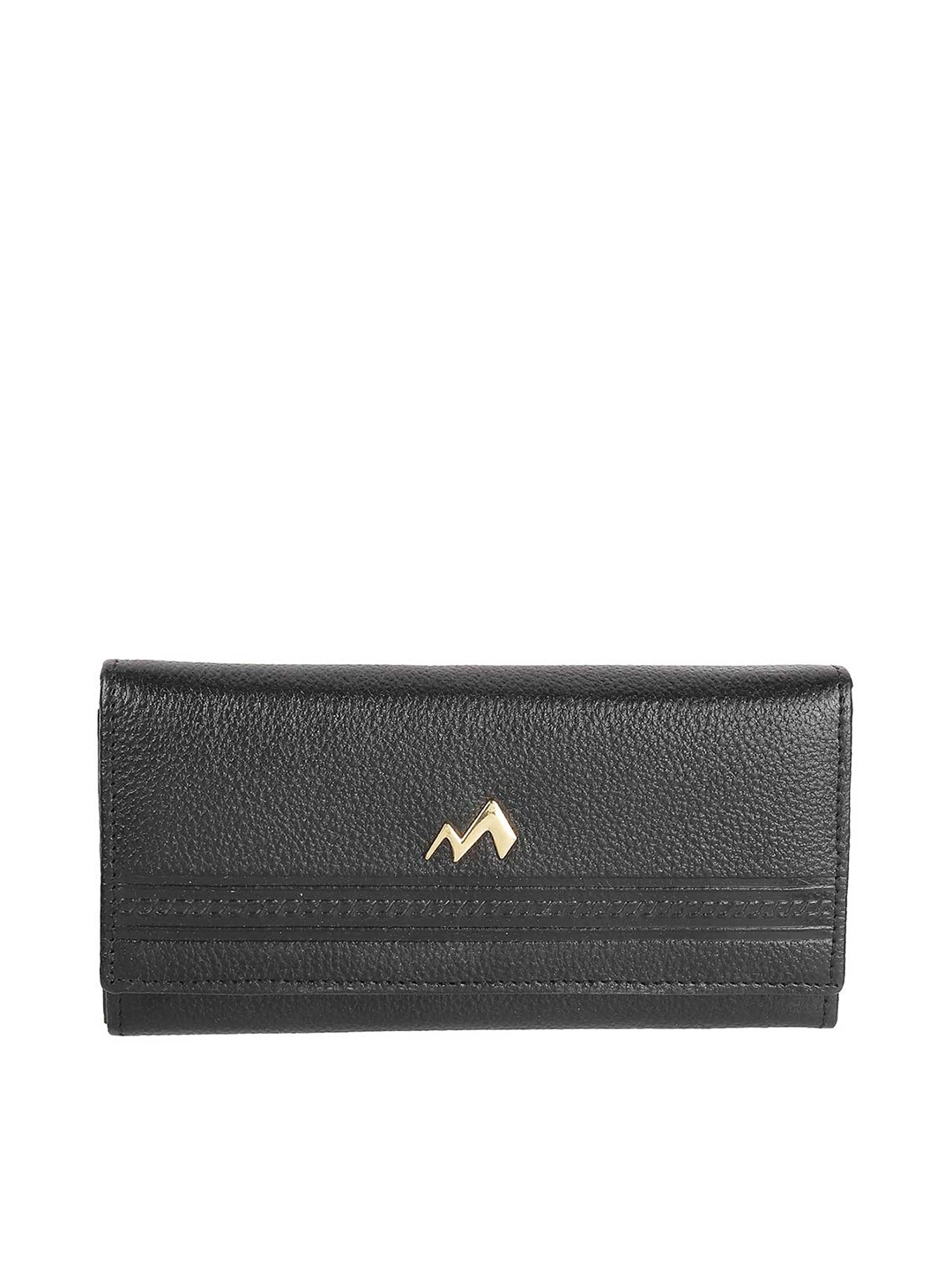 

Metro Women Black & Gold-Toned Textured Envelope Clutch