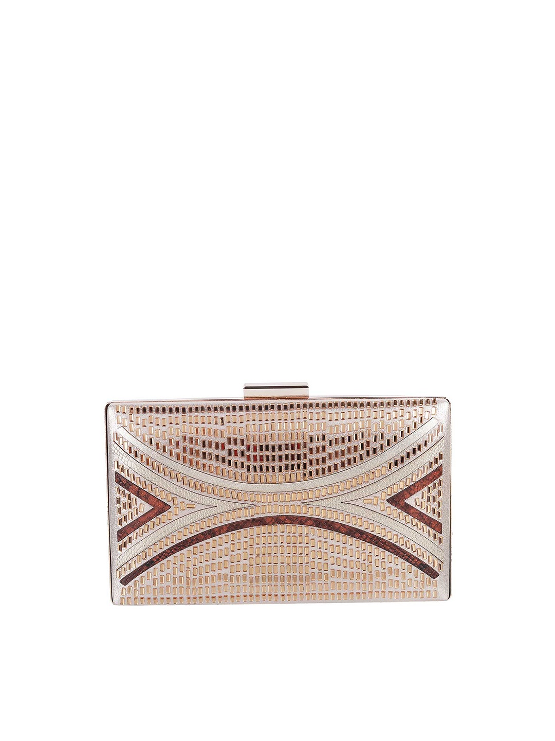 

Metro Women Gold-Toned & Silver-Toned Embellished Box Clutch