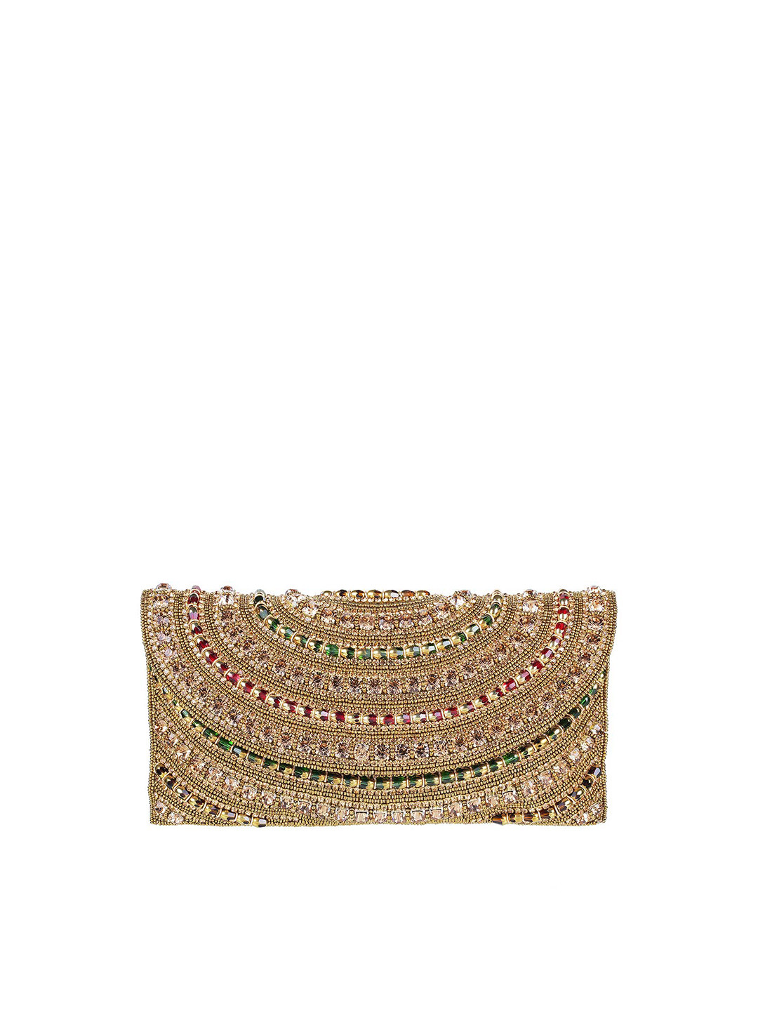

Mochi Women Gold & Red Embroidered Embellished Envelope