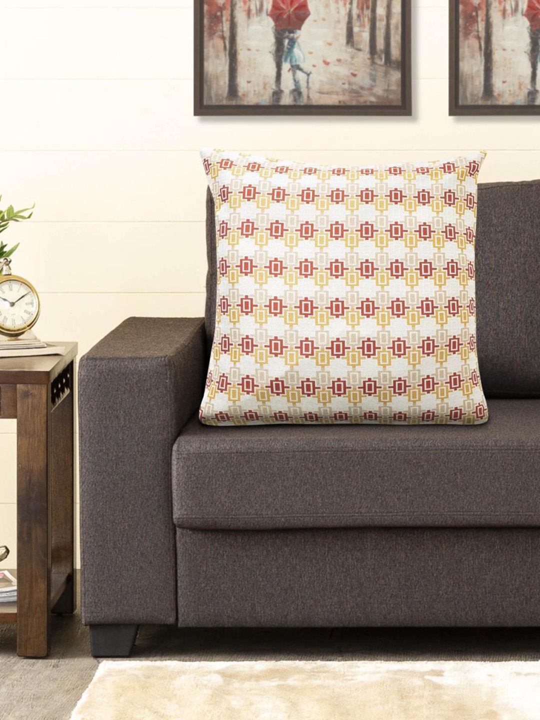 

Home Centre Multicoloured Geometric Printed Square Cushion Cover, Multi