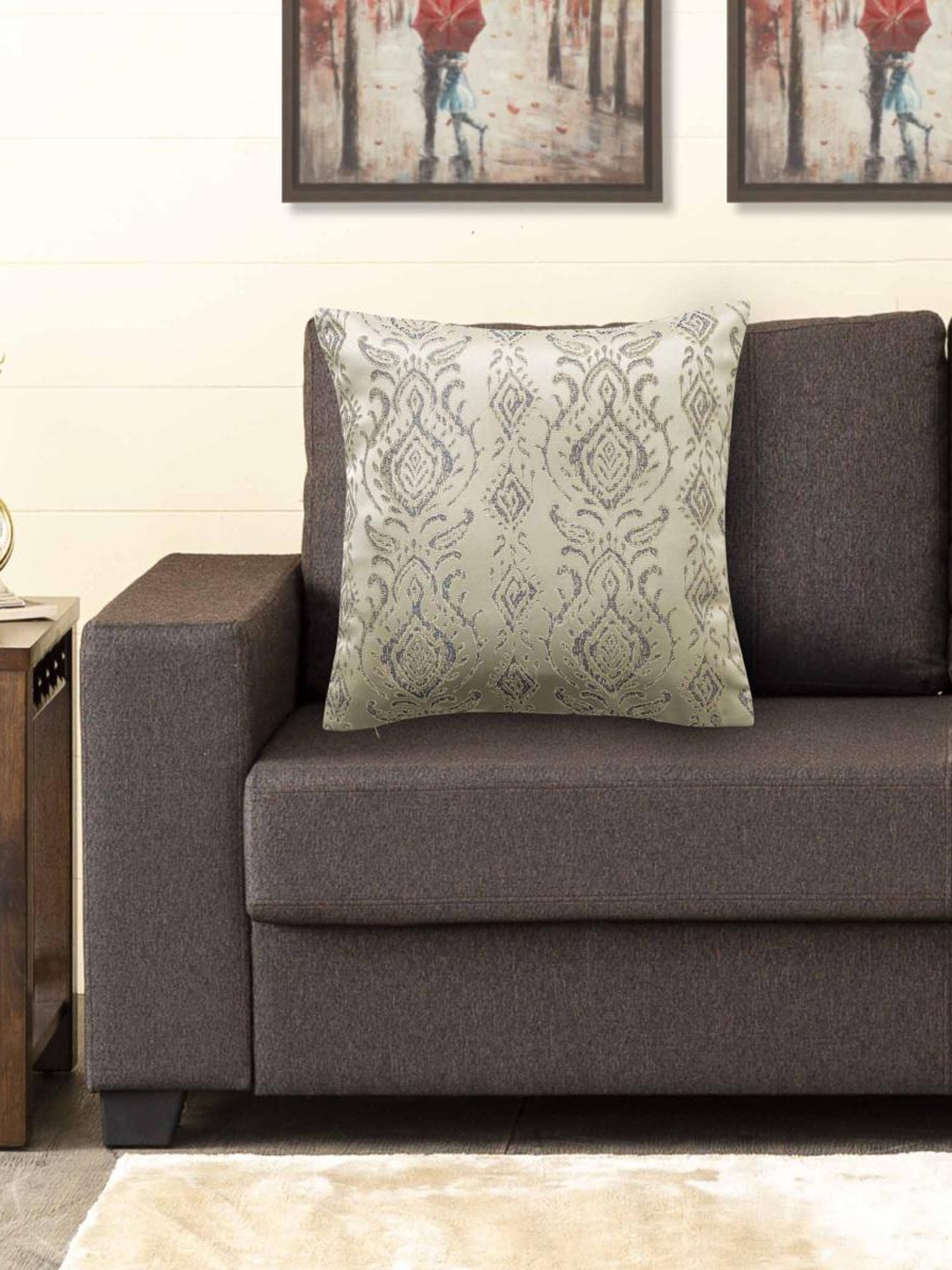 

Home Centre Beige & Navy Blue Set of 2 Ethnic Motifs Square Cushion Covers