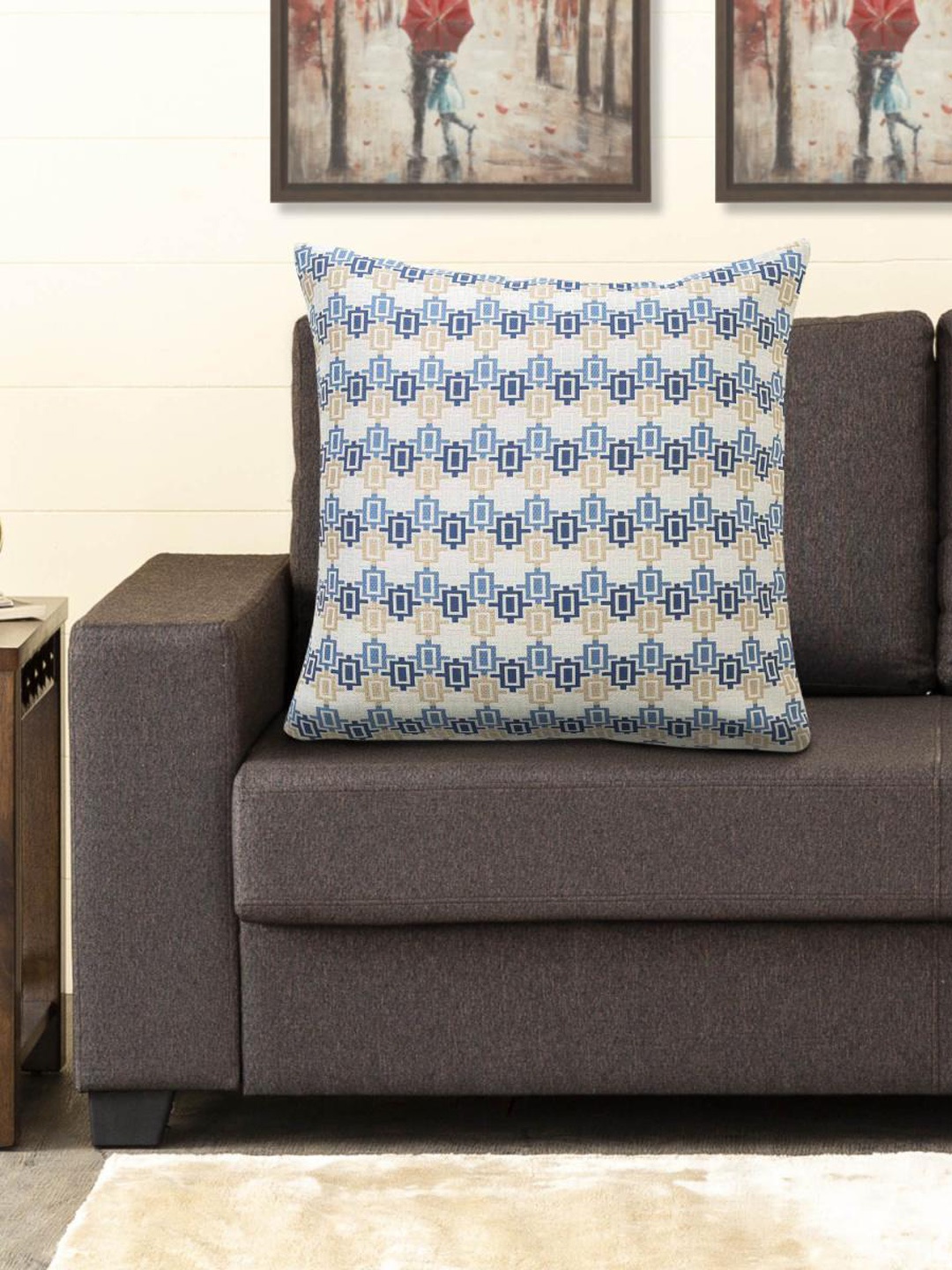 

Home Centre White & Blue Geometric Square Cushion Covers