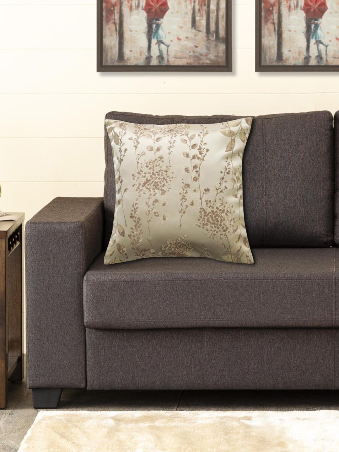 

Home Centre Beige & Brown Floral Square Cushion Covers