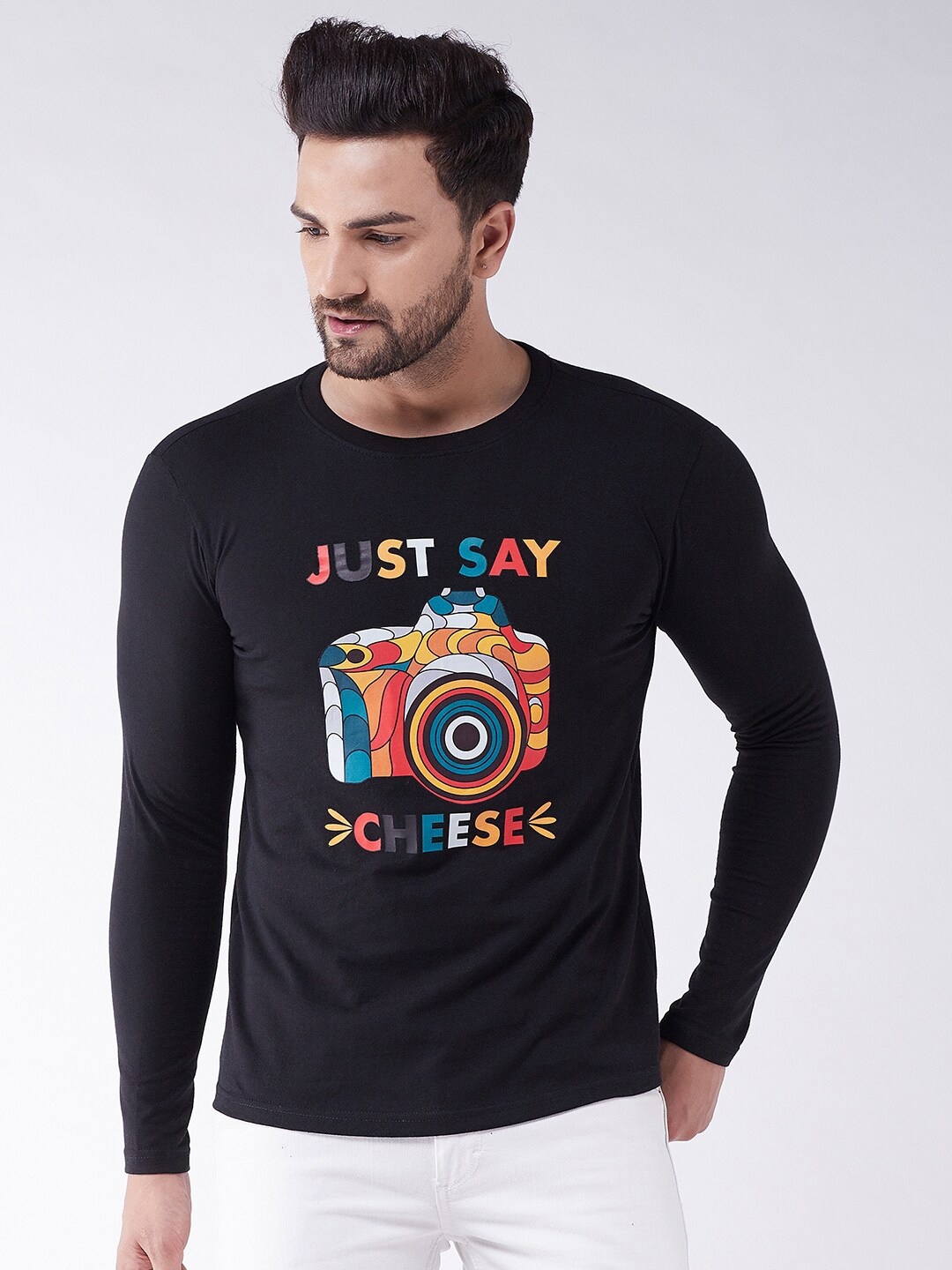 GRITSTONES Men Black & Red Typography Printed Cotton T-shirt