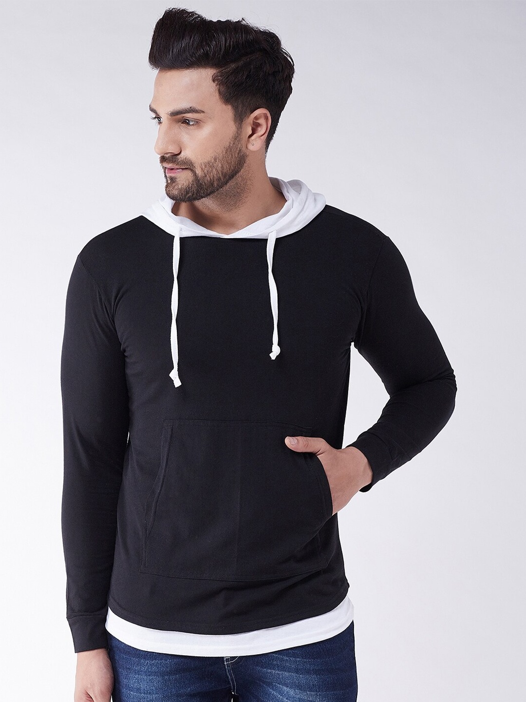 

GRITSTONES Men Black Pockets Cotton T-shirt