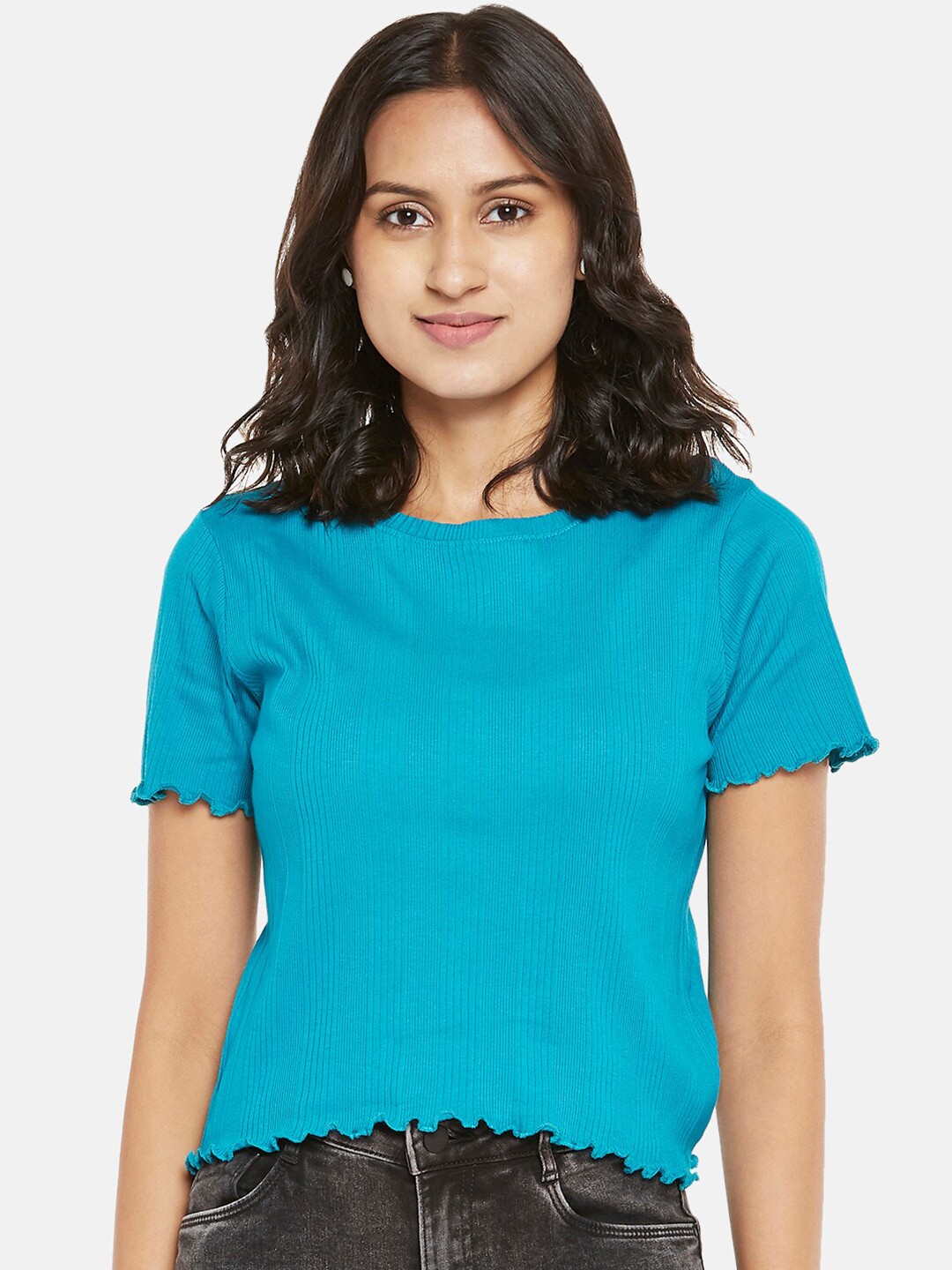 

People Blue Crop Pure Cotton Top