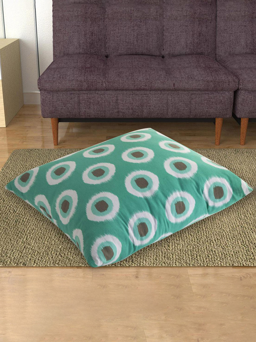 

Home Centre Blue & White Ebony Cuba Printed Cotton Square Filled Cushion