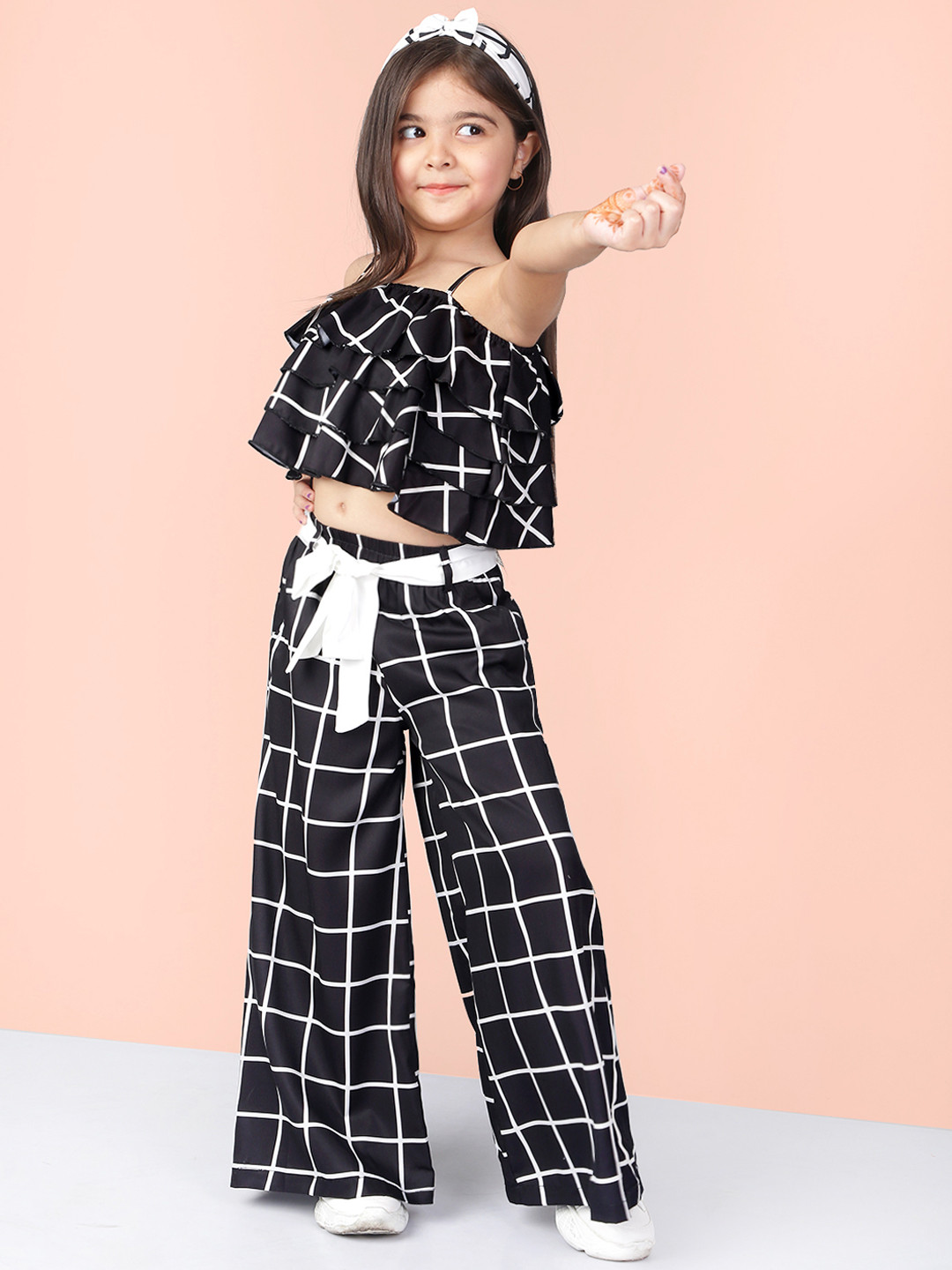 

Naughty Ninos Girls Black & White Checked Top & Palazzo Set