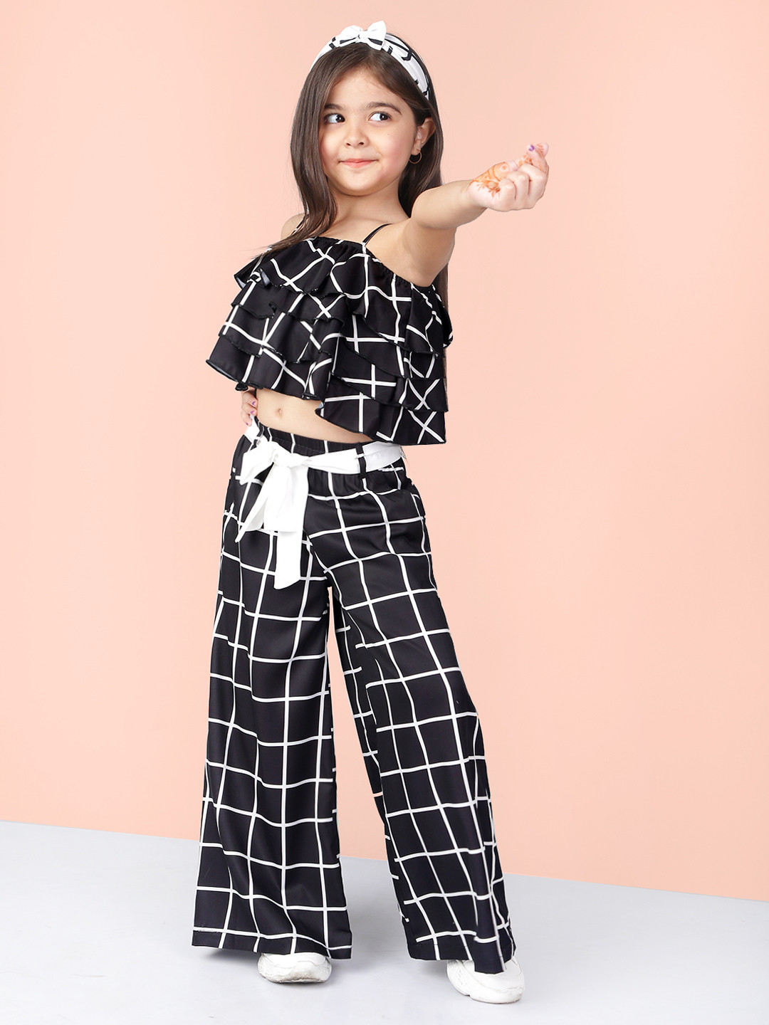 

Naughty Ninos Girls Black & White Checked Top with Palazzos