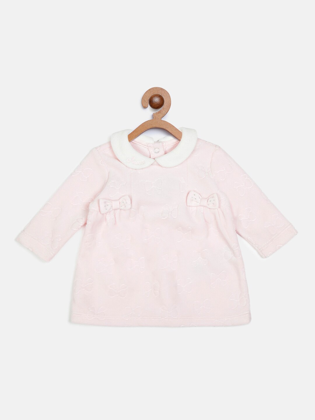 

Chicco Girls Pink & White Peter Pan Collar Jacquard A-Line Sustainable Dress