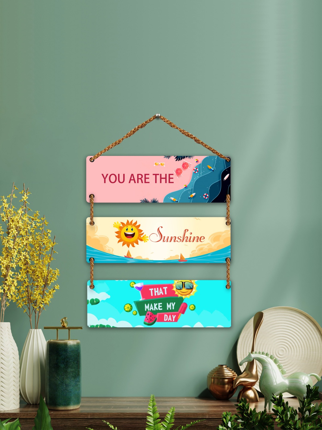 

ROMEE Multicoloured Wooden Wall Hanging, Multi