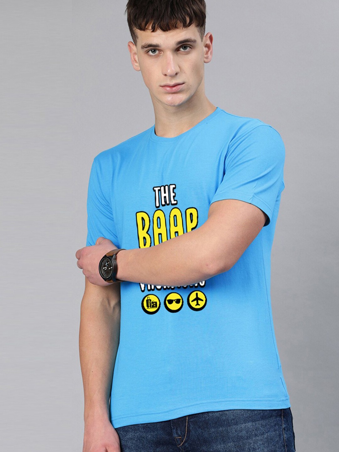 

BE AWARA Men Blue Printed T-shirt