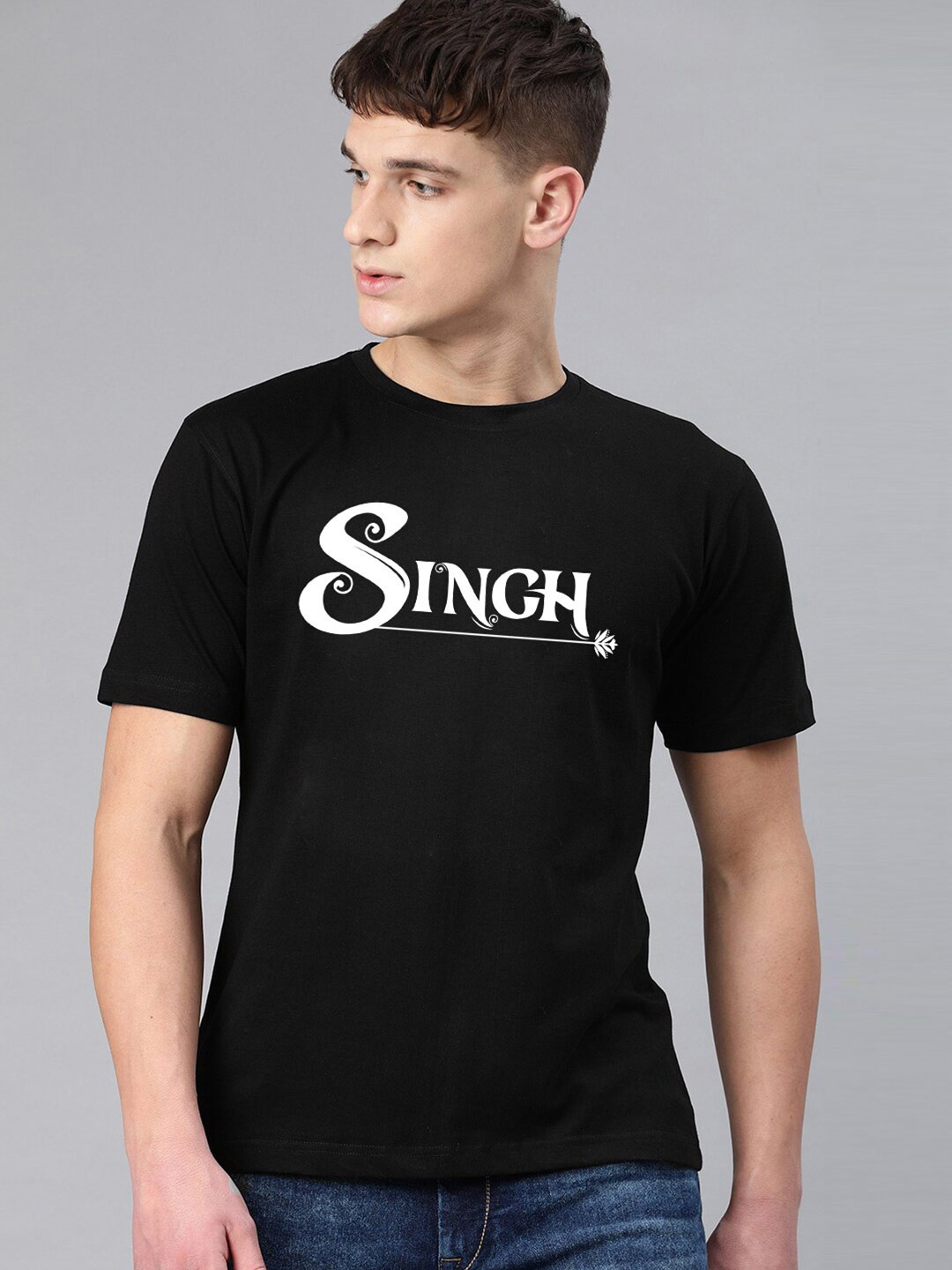 

BE AWARA Men Black Typography Printed T-shirt