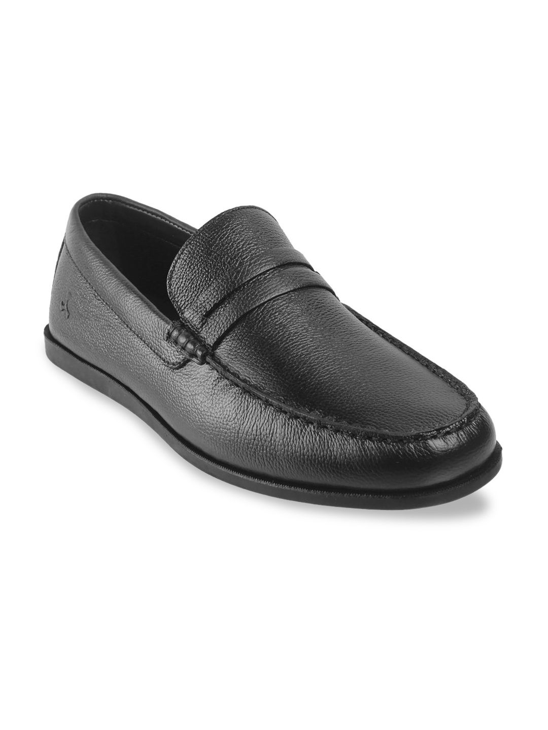 

Mochi Men Black Textured Leather Loafers