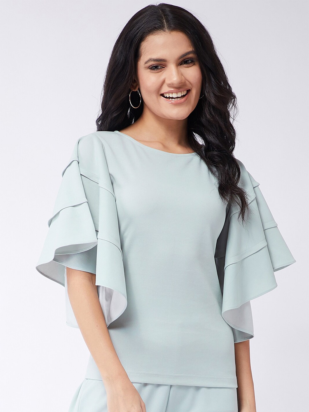 

Zima Leto Green Flutter Sleeves Regular Top