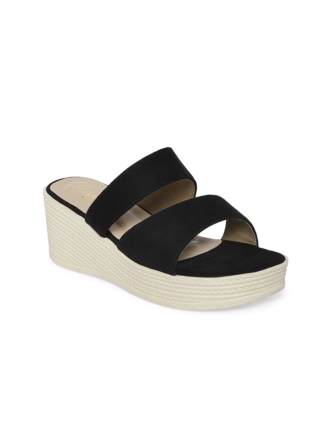 

People Colourblocked Open Back Wedge Mules, Black