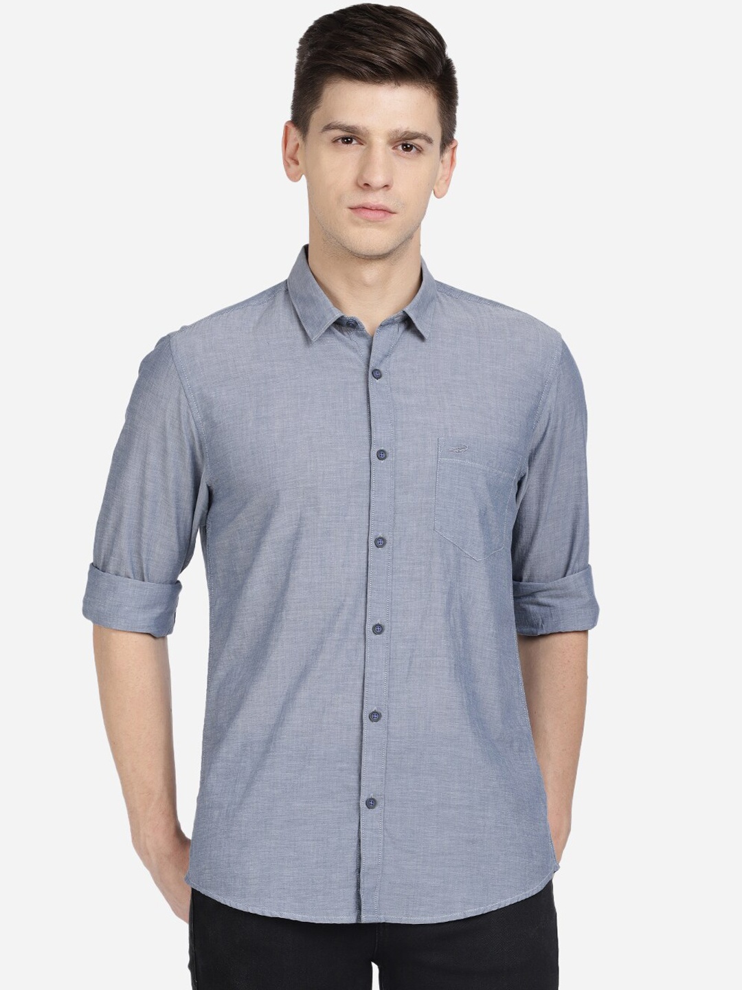 

Crocodile Men Grey Slim Fit Opaque Casual Shirt