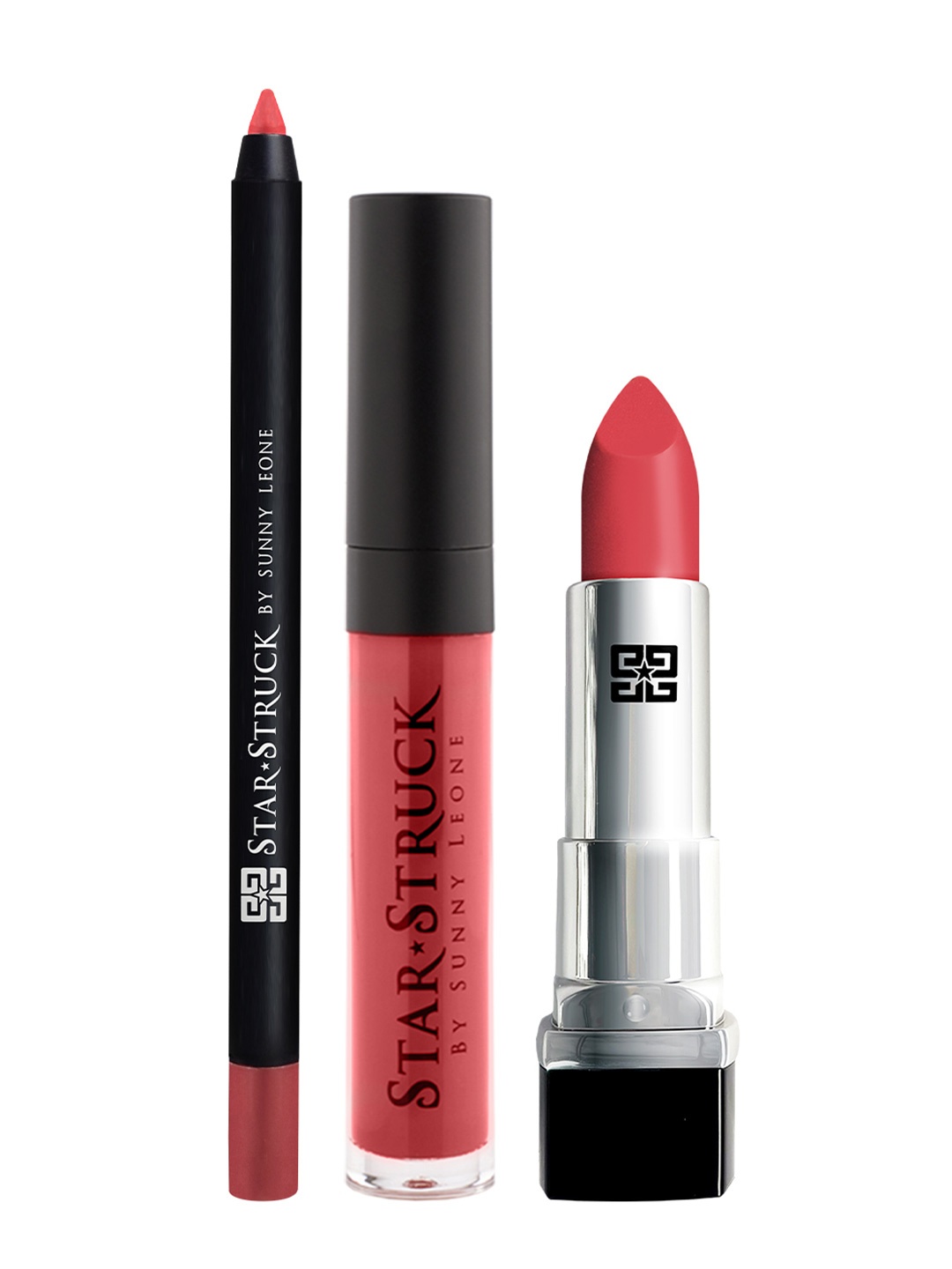 

STARSTRUCK BY SUNNY LEONE Coralicious 3PC Lipkit (Lipstick + Lip Gloss + Lip Liner), Coral