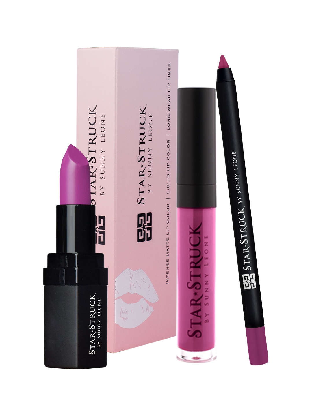 

STARSTRUCK BY SUNNY LEONE Purple Taffy 3PC Lipkit Lipstick + Lip Gloss + Lip Liner